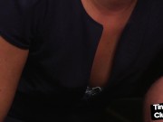 Tiny cock fat guy jerkedoff by CFNM babe 14/16