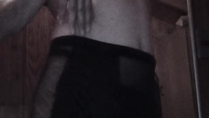 Femboy Horny boy Dancing with a sexy black translucent skirt and mask