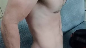 Skinny Big dick man masturbates after a day at the beach