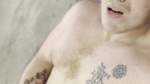 Ginger jock strokes his cock on the gym floor