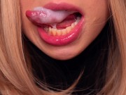 CLOSE UP: Super Horny BLOWJOB from CUTE BLONDE on the First DATE! Cum in Perfect Mouth! ASMR 15/16