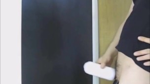 Horny Asian Huge Cumshots Twice WIth Testicle (ball) Stretching, Slapping