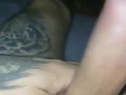 Getting ready for her to suck it all off