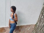 My best friend decides to go out with the dildo on and see how she reacts when she shows her breasts 16/16