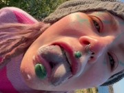 Onlyfans tattoo girl Anuskatzz has outdoor sex at a puplic place and gets a big cumshot in her face 10/16