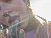 Onlyfans tattoo girl Anuskatzz has outdoor sex at a puplic place and gets a big cumshot in her face 14/16