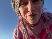 Onlyfans tattoo girl Anuskatzz has outdoor sex at a puplic place and gets a big cumshot in her face 9/16