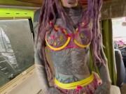 Onlyfans hippie Anuskatzz has anal sex till orgasm in her camper and gets a big cumshot in her face 4/16