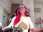 Gamer girl cums on banned Twitch livestream! Cum countdown and nip slip 10/16