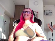 Gamer girl cums on banned Twitch livestream! Cum countdown and nip slip 13/16