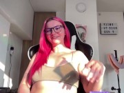 Gamer girl cums on banned Twitch livestream! Cum countdown and nip slip 14/16