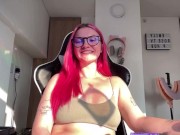 Gamer girl cums on banned Twitch livestream! Cum countdown and nip slip 16/16