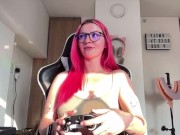 Gamer girl cums on banned Twitch livestream! Cum countdown and nip slip 8/16