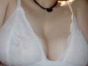 playing with and bouncing my big natural breasts- tit teasing, boob bouncing 10/16