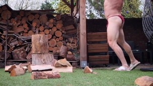 Chopping wood gives me huge cum blast