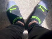 Two socked feet rub against one another - SFW 4/16