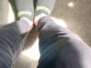 Two socked feet rub against one another - SFW 8/16