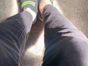 Two socked feet rub against one another - SFW 9/16