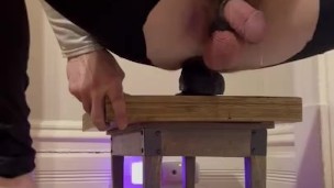 Huge black dildo prostate milking