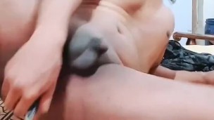Desi sissy getting fucked by homemade dildo