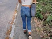 My boyfriend controls my vibrator while we are on our way to the mall 1/16