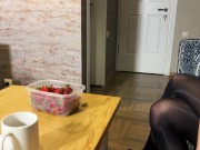 Sexy girl came to her friend's place but was met by the stepfather 2/16