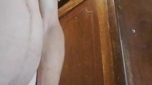 Playing with my big cock and huge balls until I explode