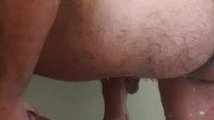 Fit hairy farm lad self DP with 2x FAAK dog knot dildo then deep with humongous horse dildo til cum