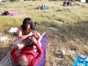 Public sex on the meadow with a stranger! Ass and pussy creampie and facial cumshot 8/16