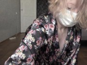 Shaking big saggy tits mature housewife BBW MILF washes the floor. 4/16