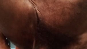 Black hairy uncut cum