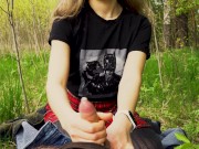 I took my girlfriend to the forest and persuaded her to masturbate to me in a condom. 11/16