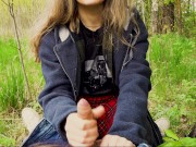 I took my girlfriend to the forest and persuaded her to masturbate to me in a condom. 4/16