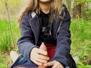 I took my girlfriend to the forest and persuaded her to masturbate to me in a condom. 5/16