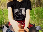 I took my girlfriend to the forest and persuaded her to masturbate to me in a condom. 9/16