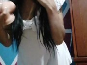 Jugando con un consolador que me regaló un seguidor (esposo cornudo . Hot wife) 3/16