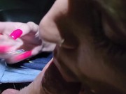 Brunette babe sucks hard cock 7/16