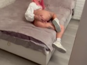 I saw how my stepsister jerks off and brought her tongue to orgasm 4/16