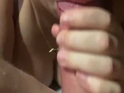 Too much cum in mouth after sucking by hot blonde 1/16