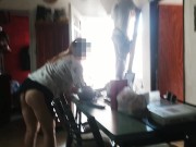 Housewife without panties shows her pussy to the technical service and spies on her having hard sex 12/16