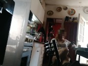 Housewife without panties shows her pussy to the technical service and spies on her having hard sex 15/16