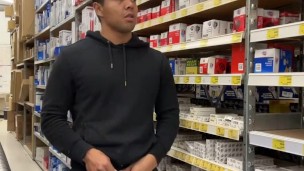 Guy jerks off at work