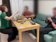 「初複数プレイ」彼の後輩君が食事に来てノーブラで対応したら後輩君とエッチな流れに❤寝取られちゃった❤爆笑も「前編です」 NTR/日本人/熟女/巨乳/パイパン/無修正/潮吹き/変態/中出し/人妻/浮気 6/16