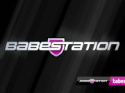 British porn star Zoe Grey strips at the Babestation office 1/16