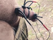 Electro device fucked my cock. Much sperm in outdoors 3/16