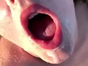 BRITISH BLONDE RECEIVES BIG CUM LOAD ALL OVER HER FACE AFTER GIVING DEEP BLOWJOB IN JAMACIAN SEA 13/16