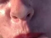 BRITISH BLONDE RECEIVES BIG CUM LOAD ALL OVER HER FACE AFTER GIVING DEEP BLOWJOB IN JAMACIAN SEA 14/16