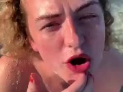 BRITISH BLONDE RECEIVES BIG CUM LOAD ALL OVER HER FACE AFTER GIVING DEEP BLOWJOB IN JAMACIAN SEA 15/16
