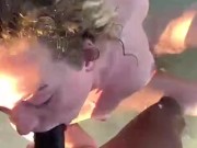BRITISH BLONDE RECEIVES BIG CUM LOAD ALL OVER HER FACE AFTER GIVING DEEP BLOWJOB IN JAMACIAN SEA 6/16