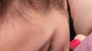 Morning sucking by horny girl on hotel balcony with huge cumshot Part 1